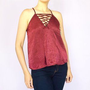 Forever 21 Iris red lace up spaghetti tank NWOT